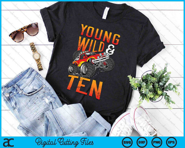 10th Birthday Boy Monster Truck Rule JAM Ten Years SVG PNG Digital Printable Files