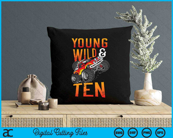 10th Birthday Boy Monster Truck Rule JAM Ten Years SVG PNG Digital Printable Files