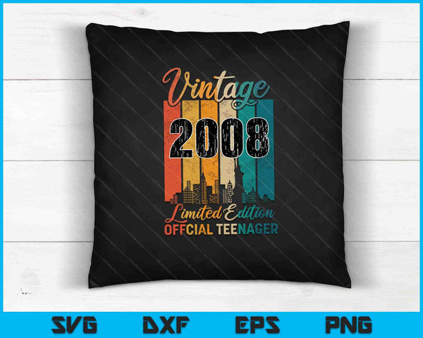 15 Years Old Vintage 2008 Official Teenager SVG PNG Cutting Printable Files