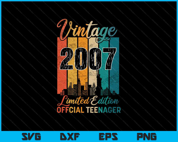 16 Years Old Vintage 2007 Official Teenager SVG PNG Cutting Printable Files