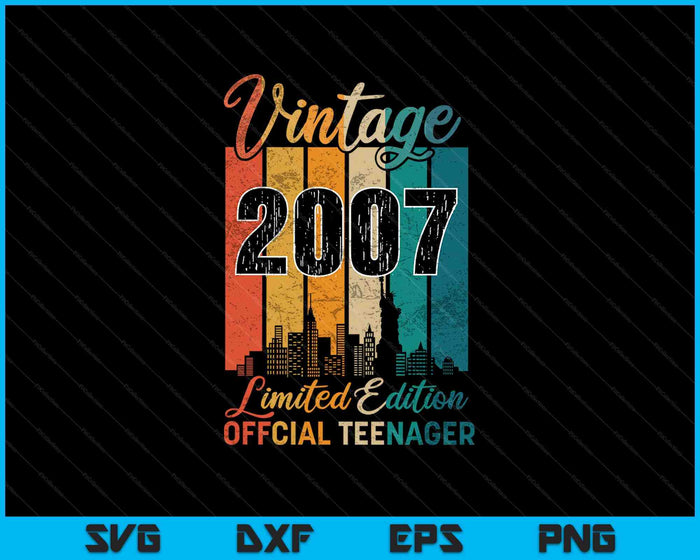 16 Years Old Vintage 2007 Official Teenager SVG PNG Cutting Printable Files 16 Years Old Vintage 2007 Official Teenager SVG PNG Cutting Printable Files
