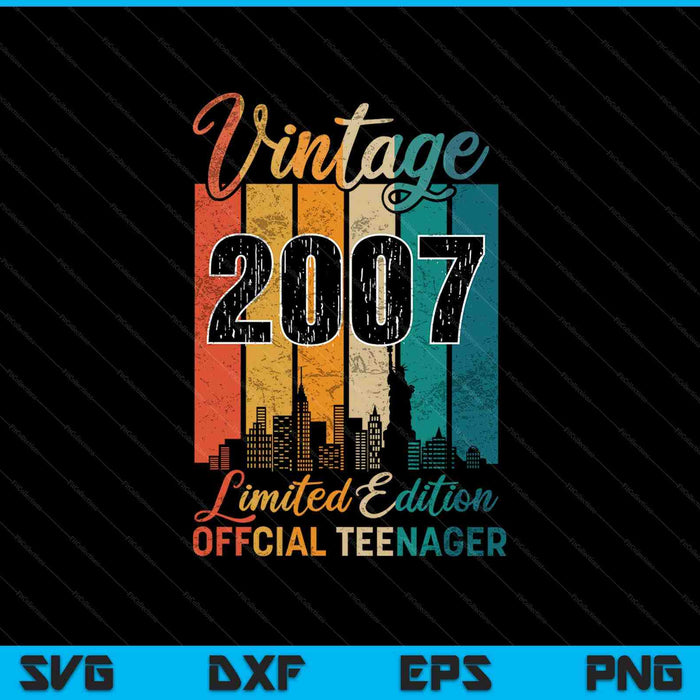 16 Years Old Vintage 2007 Official Teenager SVG PNG Cutting Printable Files 16 Years Old Vintage 2007 Official Teenager SVG PNG Cutting Printable Files