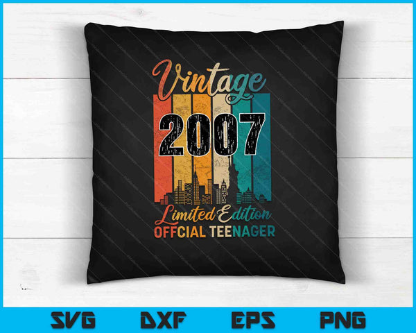 16 Years Old Vintage 2007 Official Teenager SVG PNG Cutting Printable Files