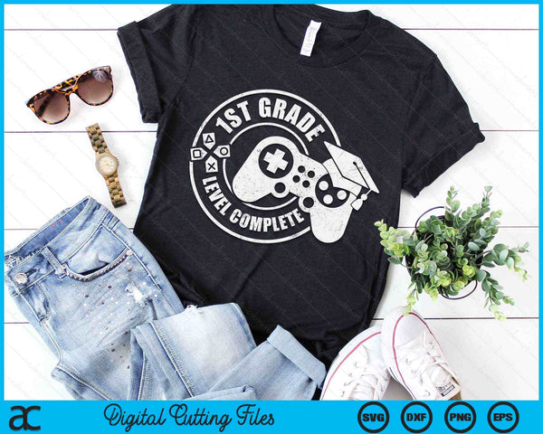 1st Grade Level Complete First Grade Graduation Video Gamer SVG PNG Digital Cutting Files