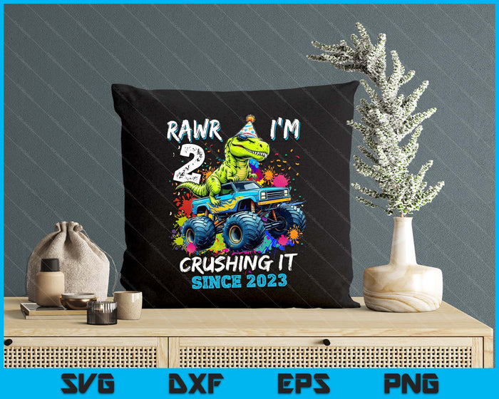 2nd Birthday Monster Truck Dinosaur Party Boys Rawr I'm 2 SVG PNG Digital Printable Files 2nd Birthday Monster Truck Dinosaur Party Boys Rawr I'm 2 SVG PNG Digital Printable Files