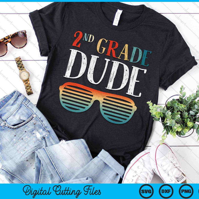 2nd Second Grade Dude Sunglasses Back To School SVG PNG Digital Cutting Files