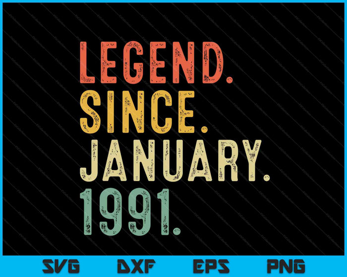 34 Year Old Gifts Legend January 1991 34th Birthday Men Dad SVG PNG Digital Printable Files 34 Year Old Gifts Legend January 1991 34th Birthday Men Dad SVG PNG Digital Printable Files