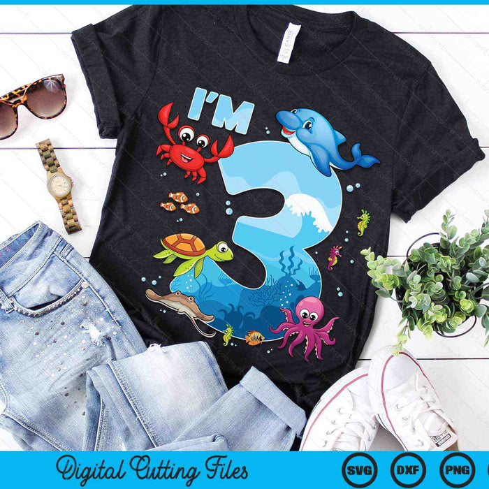 3 Year Old Birthday Whale Fish Sea Bday Boys and Girls SVG PNG Digital Printable Files 3 Year Old Birthday Whale Fish Sea Bday Boys and Girls SVG PNG Digital Printable Files