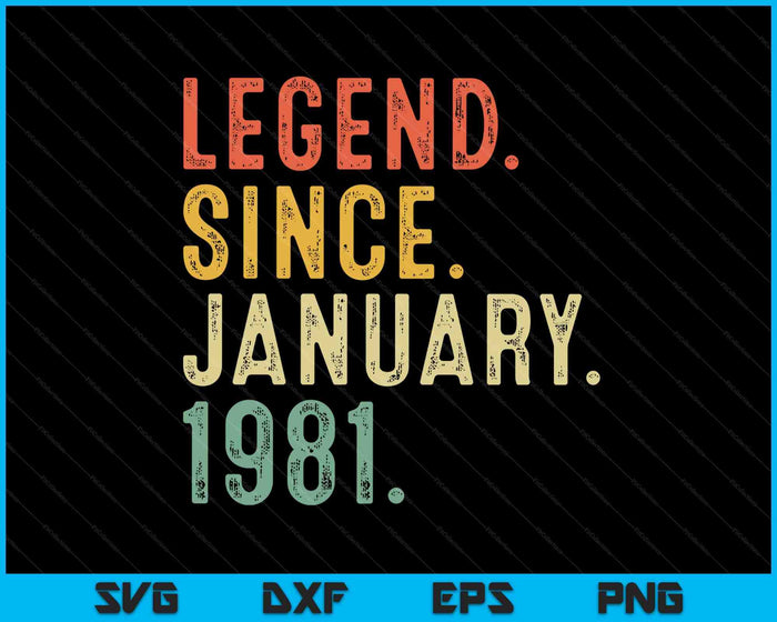 44 Year Old Gifts Legend January 1981 44th Birthday Men Dad SVG PNG Digital Printable Files 44 Year Old Gifts Legend January 1981 44th Birthday Men Dad SVG PNG Digital Printable Files