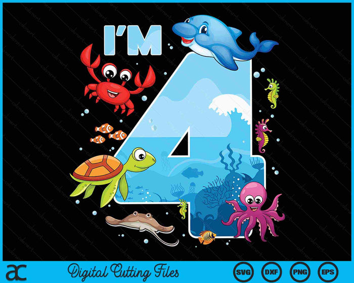 4 Year Old Birthday Whale Fish Sea Bday Boys And Girls SVG PNG Digital Printable Files 4 Year Old Birthday Whale Fish Sea Bday Boys And Girls SVG PNG Digital Printable Files