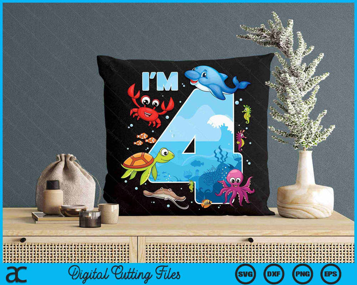 4 Year Old Birthday Whale Fish Sea Bday Boys And Girls SVG PNG Digital Printable Files 4 Year Old Birthday Whale Fish Sea Bday Boys And Girls SVG PNG Digital Printable Files