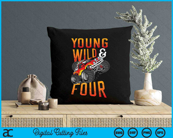 4th Birthday Boy Monster Truck Rule JAM Four Years SVG PNG Digital Printable Files