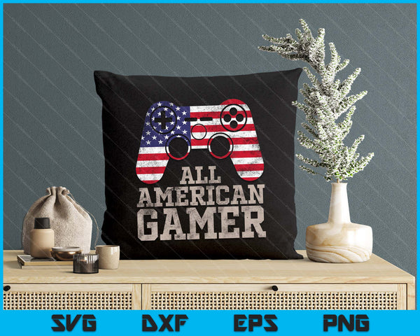 4th July All American Gamer Patriot Men Boys Kids Teen Youth SVG PNG Digital Cutting File