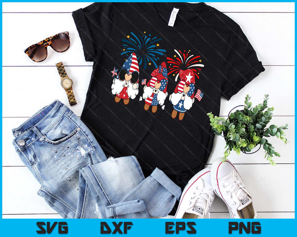 4th Of July American Gnomes Celebrating Independence Day SVG PNG Digital Cutting Files