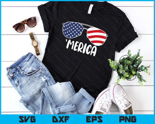 4th Of July Merica Sunglasses Tee Gift Men Women kids USA SVG PNG Digital Printable Files