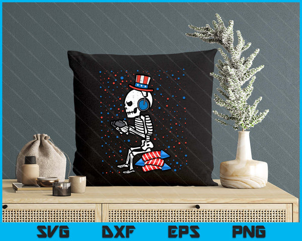 4th Of July Skeleton Gamer Funny America SVG PNG Digital Cutting File