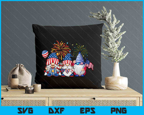 4th Of July Three Gnomes Celebrating Usa Independence Day SVG PNG Digital Printable Files