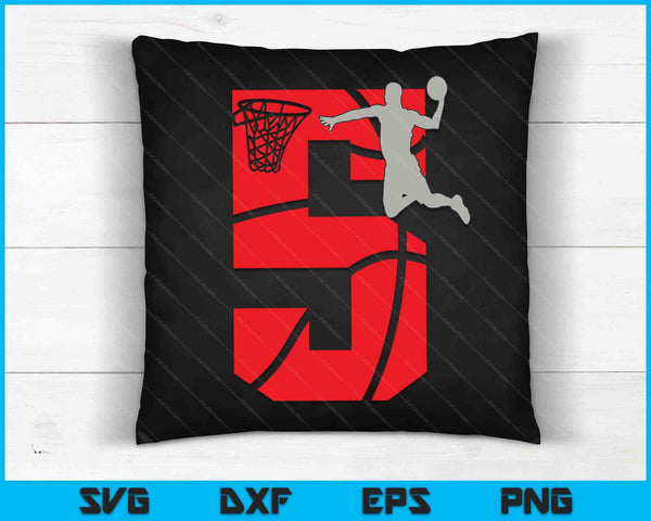 5 Year Old 5th Basketball Birthday Party Theme SVG PNG Digital Cutting Files