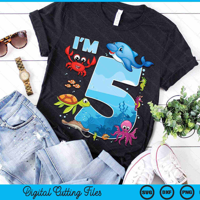 5 Year Old Birthday Whale Fish Sea Bday Boys And Girls SVG PNG Digital Printable Files 5 Year Old Birthday Whale Fish Sea Bday Boys And Girls SVG PNG Digital Printable Files