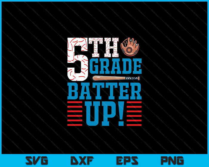 Bateador de 5to grado Regreso a la escuela para niños jugadores de béisbol SVG PNG Archivo de corte digital Bateador de 5to grado Regreso a la escuela para niños jugadores de béisbol SVG PNG Archivo de corte digital