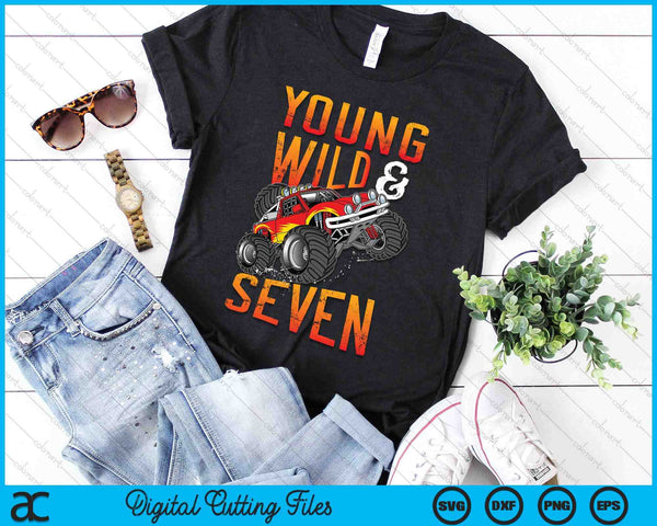 7th Birthday Boy Monster Truck Rule JAM Seven Years SVG PNG Digital Printable Files