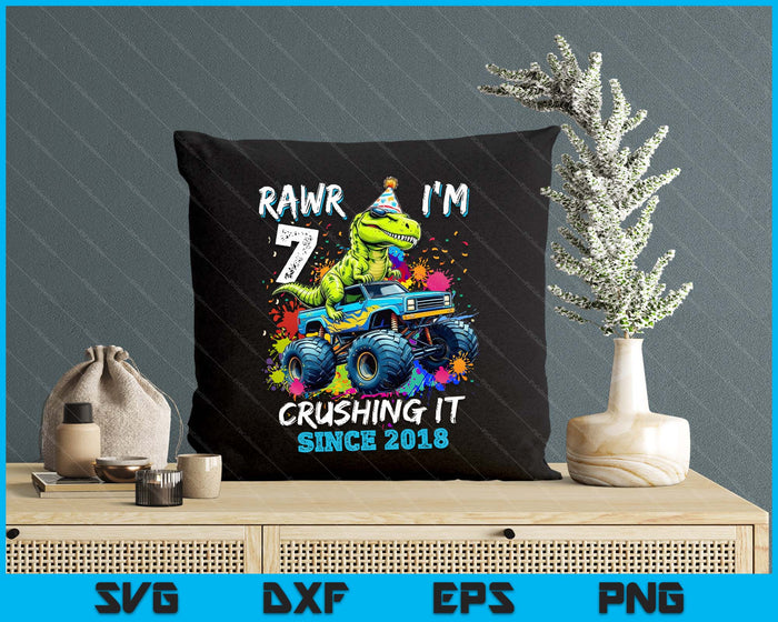 7th Birthday Monster Truck Dinosaur Party Boys Rawr I'm 7 SVG PNG Digital Printable Files 7th Birthday Monster Truck Dinosaur Party Boys Rawr I'm 7 SVG PNG Digital Printable Files