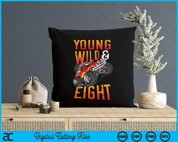 8th Birthday Boy Monster Truck Rule JAM Eight Years SVG PNG Digital Printable Files