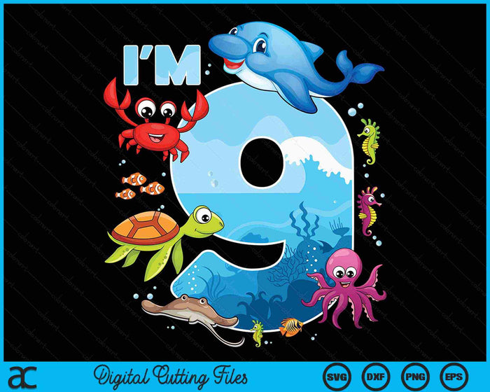 9 Year Old Birthday Whale Fish Sea Bday Boys And Girls  SVG PNG Digital Printable Files 9 Year Old Birthday Whale Fish Sea Bday Boys And Girls  SVG PNG Digital Printable Files
