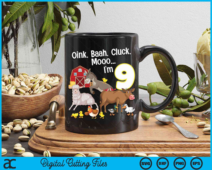 9th Birthday Nine Year Old Farm Birthday Party Animals SVG PNG Digital Cutting Files 9th Birthday Nine Year Old Farm Birthday Party Animals SVG PNG Digital Cutting Files