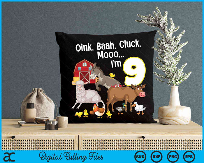 9th Birthday Nine Year Old Farm Birthday Party Animals SVG PNG Digital Cutting Files 9th Birthday Nine Year Old Farm Birthday Party Animals SVG PNG Digital Cutting Files