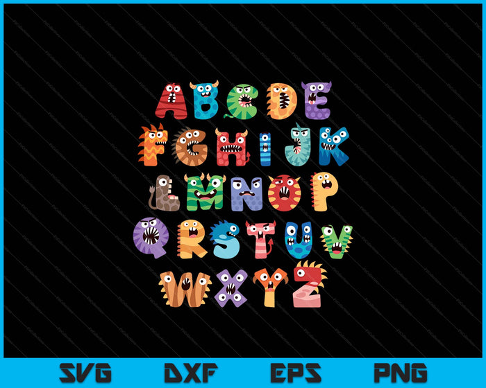 ABC Cute Monster Alphabet Halloween Teacher SVG PNG Digital Printable Files ABC Cute Monster Alphabet Halloween Teacher SVG PNG Digital Printable Files