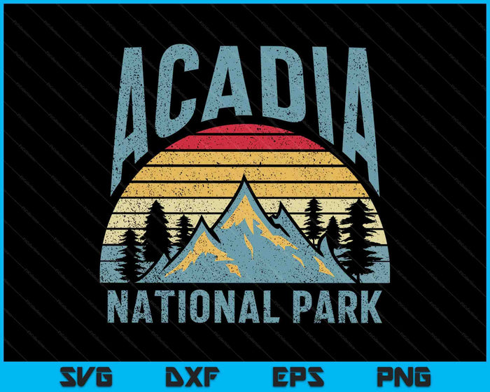 Acadia National Park Maine Mountains Retro SVG PNG Digital Printable Files Acadia National Park Maine Mountains Retro SVG PNG Digital Printable Files