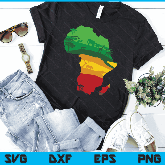 Africa Map Green Yellow Red Proud African Pride Juneteenth SVG PNG Digital Printable Files