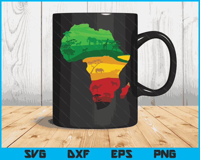Africa Map Green Yellow Red Proud African Pride Juneteenth SVG PNG Digital Printable Files