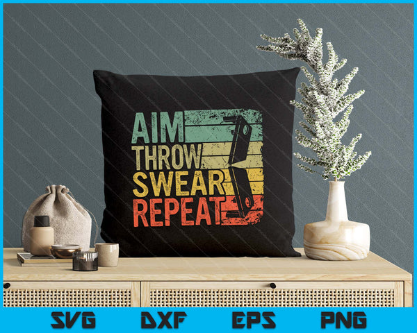 Aim Throw Swear Repeat Vintage Bean Bag Toss Funny Cornhole SVG PNG Digital Printable Files