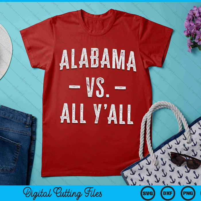 Alabama Vs All Y’all Sports Weathered Vintage Southern SVG PNG Digital Cutting Files