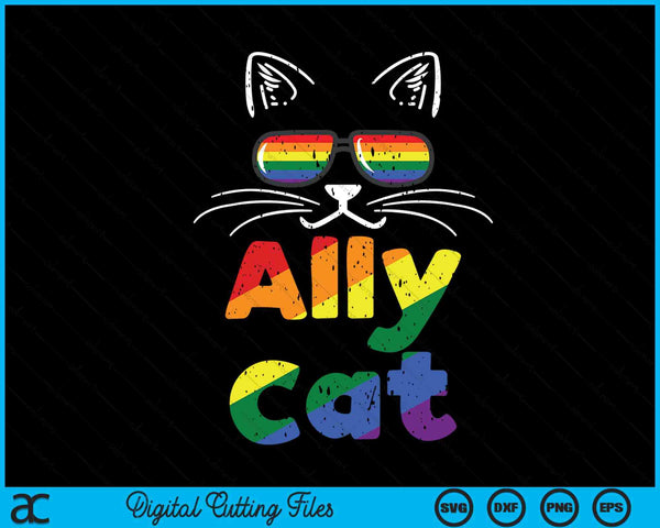 Ally Cat Pride Month Straight Ally Gay LGBTQ LGBT Women SVG PNG Digital Cutting Files