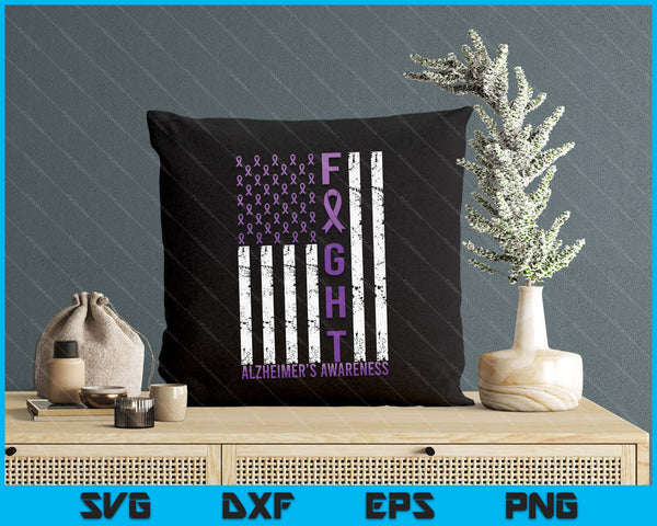 Alzheimer's Awareness Month Day Usa Flag Ribbon Purple SVG PNG Digital Printable Files