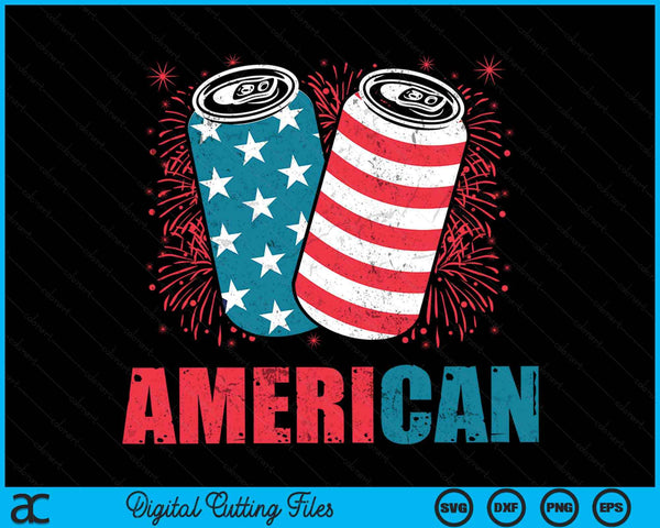 American 4th of July Beer Patriotic USA Flag SVG PNG Digital Cutting Files