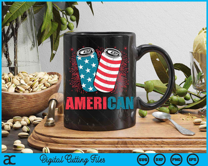 American 4th of July Beer Patriotic USA Flag SVG PNG Digital Cutting Files
