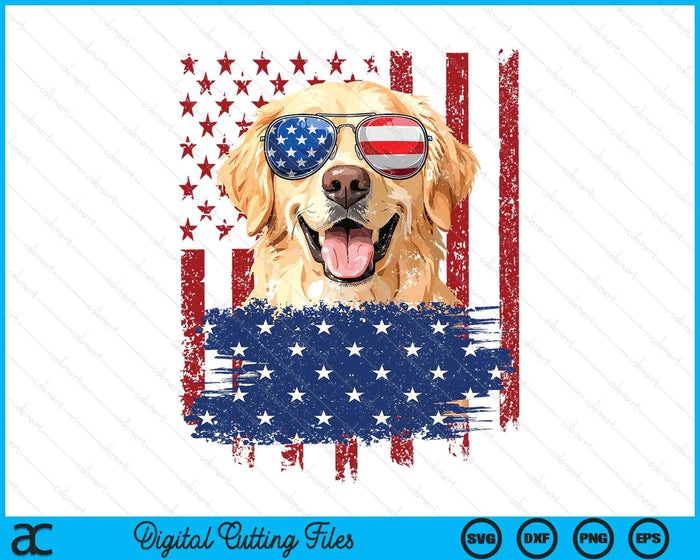 American Flag Golden Retriever Usa Retro 4th Of July SVG PNG Digital Printable Files American Flag Golden Retriever Usa Retro 4th Of July SVG PNG Digital Printable Files