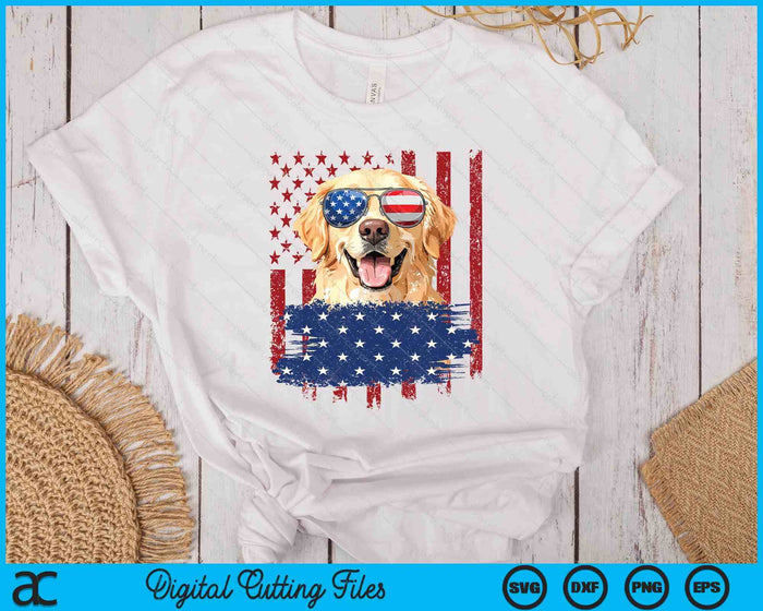 American Flag Golden Retriever Usa Retro 4th Of July SVG PNG Digital Printable Files American Flag Golden Retriever Usa Retro 4th Of July SVG PNG Digital Printable Files