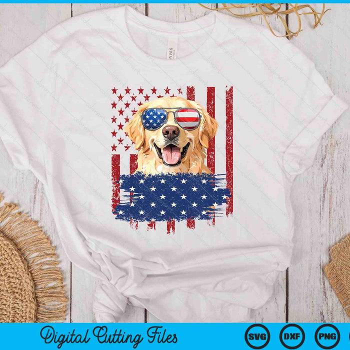 American Flag Golden Retriever Usa Retro 4th Of July SVG PNG Digital Printable Files American Flag Golden Retriever Usa Retro 4th Of July SVG PNG Digital Printable Files