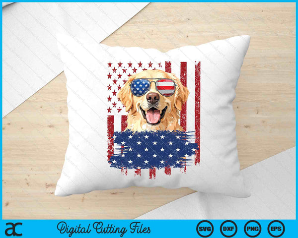 American Flag Golden Retriever Usa Retro 4th Of July SVG PNG Digital Printable Files