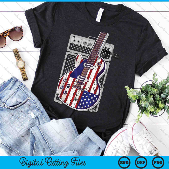 American Flag Guitar 4th Of July Guitarist USA Country Music SVG PNG Digital Cutting Files