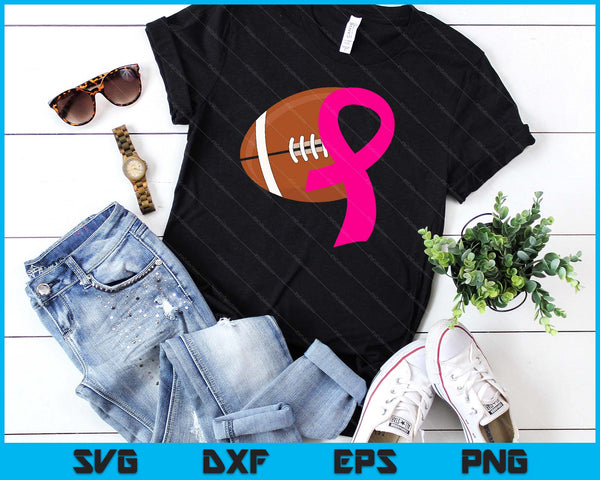 American Football Pink Ribbon Heart Cool Breast Cancer Awareness Gifts SVG PNG Cutting Printable Files