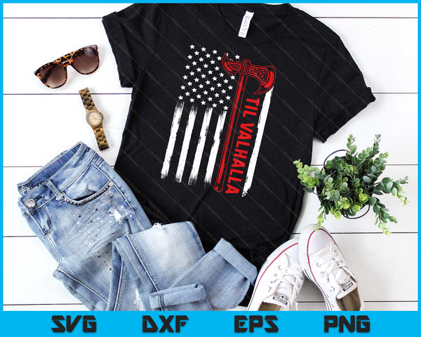 American Viking Axe Flag Til Valhalla Norse Mythology SVG PNG Digital Printable Files