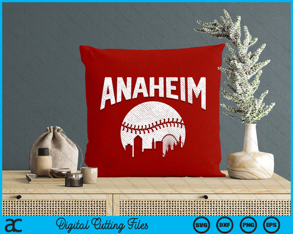 Anaheim City California Baseball Skyline Vintage Souvenir SVG PNG Digital Printable Files