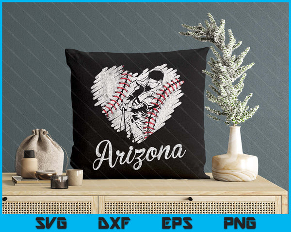 Arizona Baseball Heart Distressed Vintage Baseball Fans SVG PNG Digital Printable Files