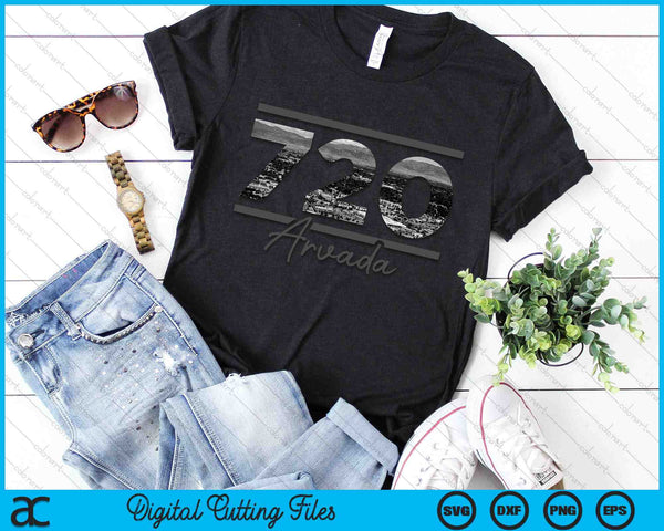 Arvada 720 Netnummer Skyline Californië Vintage SVG PNG digitale snijbestanden